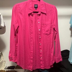 GAP Vibrant Pink Long Sleeve Shirt xs